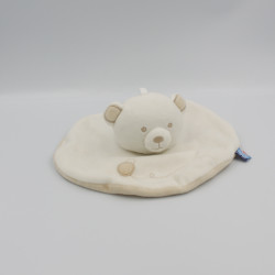 Doudou plat rond ours blanc beige SUCRE D'ORGE
