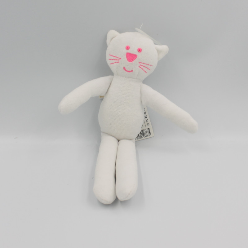 Doudou chat blanc rose BOUT'CHOU BOUTCHOU NEUF