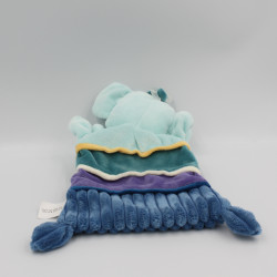Doudou plat éléphant bleu violet jaune NICOTOY