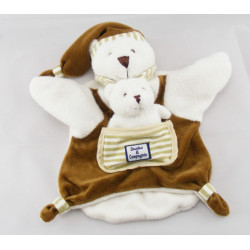 Doudou plat marionnette ours avec bébé DOUDOU ET COMPAGNIE 