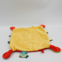 Doudou plat dinosaure vert jaune rouge vert NICOTOY