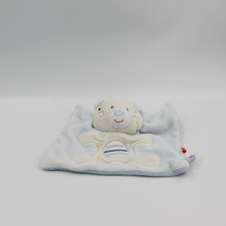 Doudou plat ours blanc bleu SUCRE D'ORGE