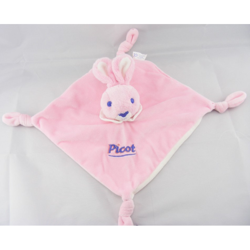 Doudou Plat carré Lapin rose  PICOT