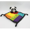 Doudou plat panda rouge jaune vert bleu grelot LAMAZE