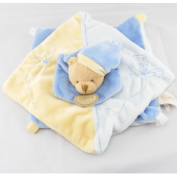 Doudou plat noeuds ours bleu jaune BABY NAT