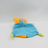 Doudou plat éléphant bleu orange vert FEHN