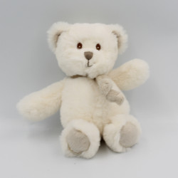 Doudou peluche ours blanc écharpe beige BUKOWSKI