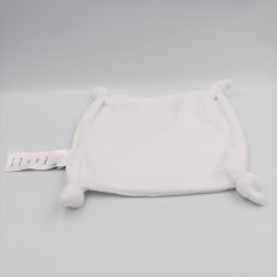 Doudou plat carré blanc ours chat VERTBAUDET