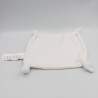 Doudou plat carré blanc ours chat VERTBAUDET
