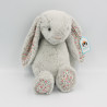 Doudou lapin gris fleurs Liberty JELLYCAT