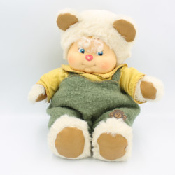 Ancienne Peluche ours blanc Nombrilou habillé AJENA