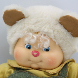 Ancienne Peluche ours blanc Nombrilou habillé AJENA