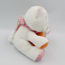 Doudou musical chat blanc orange rose fleurs Celia Iris et Babette NOUKIE'S
