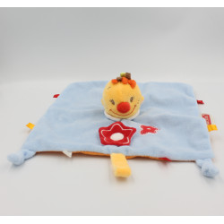 Doudou plat lutin garçon Tim bleu rouge jaune orange fleurs NATTOU