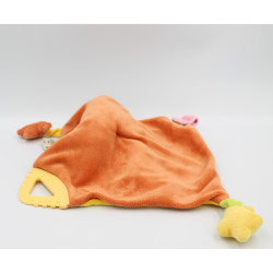 Doudou plat poupée lutin fille rose jaune étoile MOTS D'ENFANTS