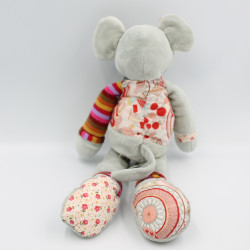 Doudou souris grise fleurs HISTOIRE D'OURS