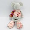 Doudou souris grise fleurs HISTOIRE D'OURS