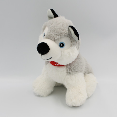 Peluche chien Husky gris blanc PRIMATIS