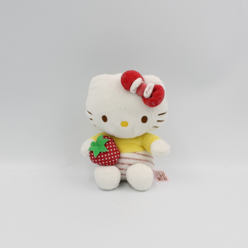 Doudou chat blanc jaune fraise HELLO KITTY