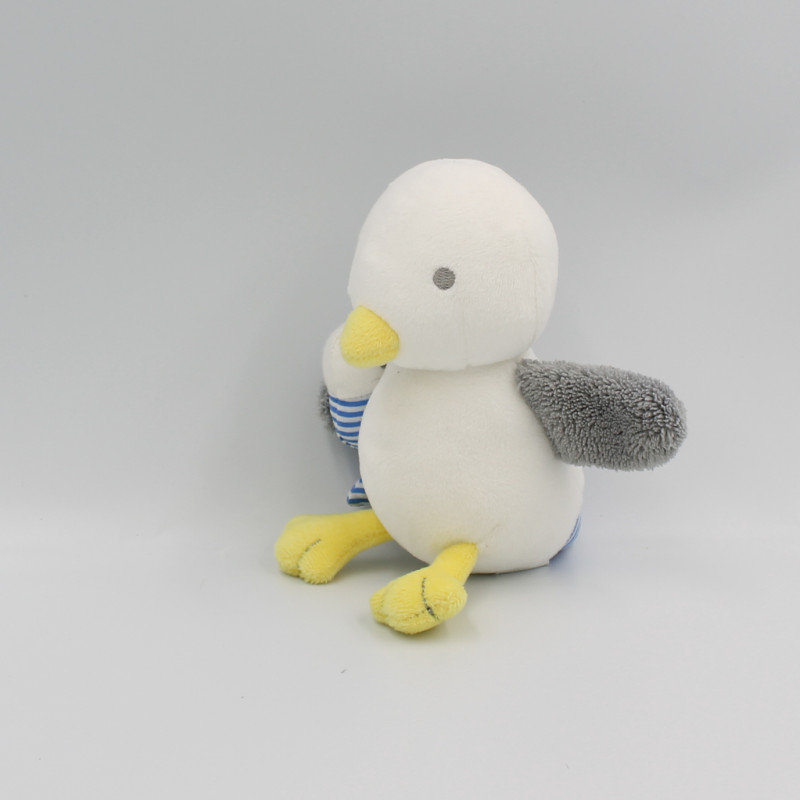 Doudou oiseau blanc gris poisson bleu JACADI