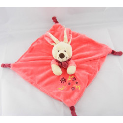 Doudou plat souris rose fleurs brodées VETIR