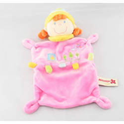 Doudou plat lutin garçon bleu avion brodé NICOTOY