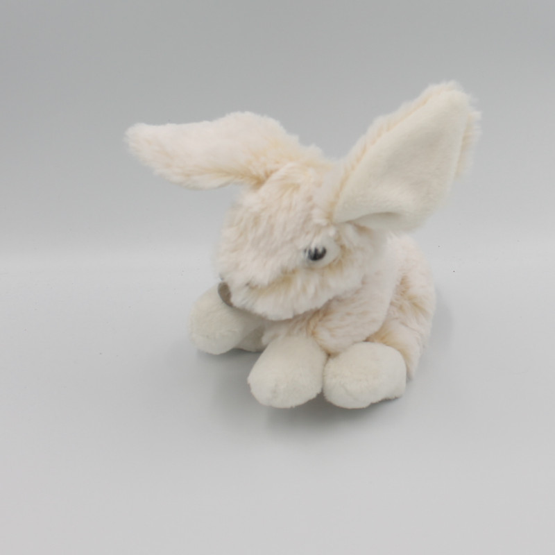 Doudou lapin beige blanc tout doux HISTOIRE D'OURS