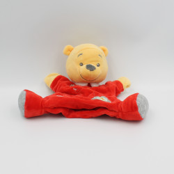 Doudou plat marionnette Winnie l'ourson rouge DISNEY BABY