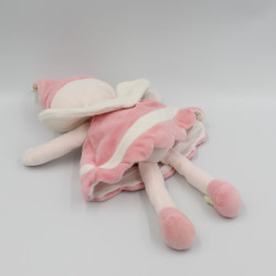 Doudou poupée lutin fille fée robe rose coeur vert SUCRE D'ORGE