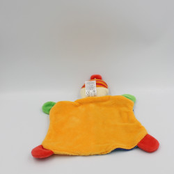 Doudou plat lutin clown orange bleu vert rouge BABY CLUB