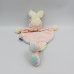 Doudou plat lapin rose bleu bandeau TEX BABY
