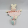 Doudou plat lapin rose bleu bandeau TEX BABY