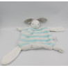 Doudou plat lapin blanc bleu rayé Tendres et Douces KALOO
