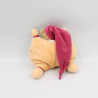 Doudou semi plat ours orange bonnet rose coeur NATTOU