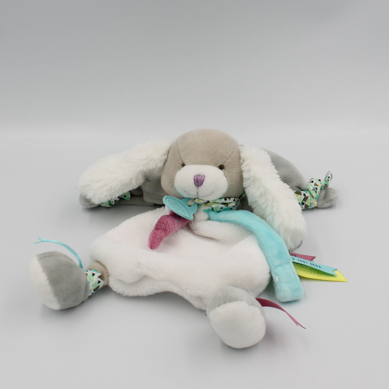 Doudou et compagnie plat chien blanc beige gris bleu rose anneau Toopi
