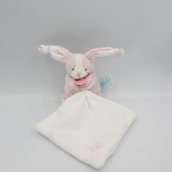 Doudou lapin rose blanc mouchoir Les Toudoux BABY NAT