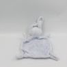 Doudou plat lapin bleu blanc GRAIN DE BLE