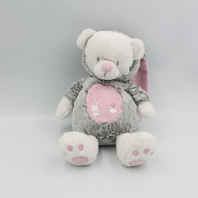 Doudou luminescent ours lapin gris rose blanc étoiles MOTS D'ENFANTS