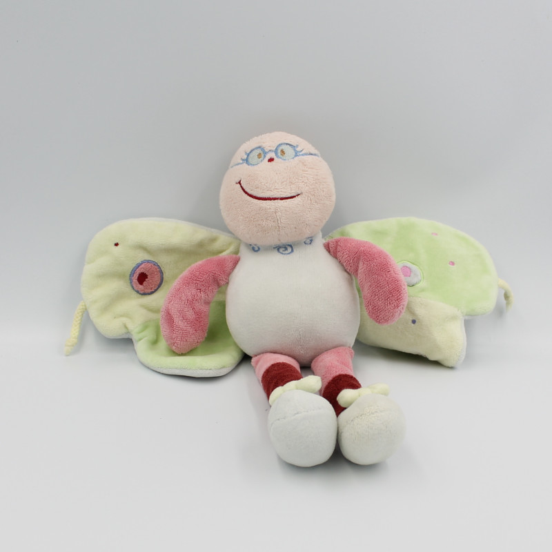 Doudou papillon bleu vert lunette CATIMINI