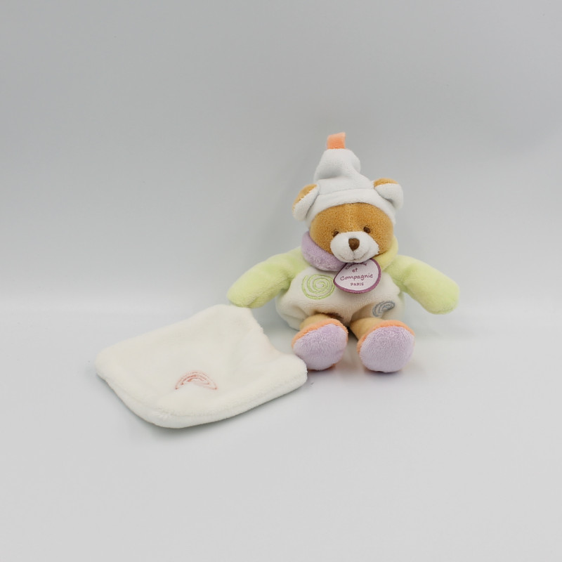 Petit Doudou et compagnie ours boule blanc col pétale mouchoir Nuage
