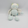 Doudou Oiseau chouette hibou bleu blanc vert MARESE