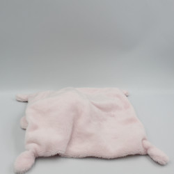 Doudou plat ours déguisé en lapin blanc rose AUCHAN