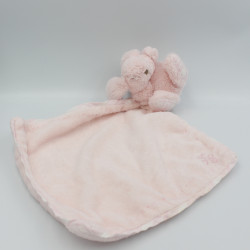Doudou plat lapin rose mouchoir TARTINE ET CHOCOLAT