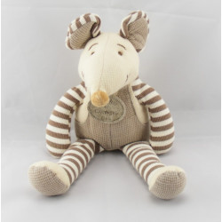 Doudou Nature blanc rayé beige Souris Doudou et compagnie