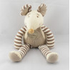 Doudou Nature blanc rayé beige Souris Doudou et compagnie