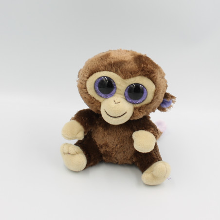 Doudou singe marron gros yeux brillant Coconut TY