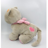 Grand Doudou chat gris rose fleurs coeurs Iris NOUKIE'S 40 cm