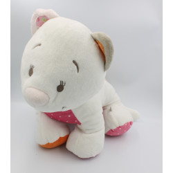 Grand doudou chat blanc orange rose fleurs Celia Iris et Babette NOUKIE'S 40 cm