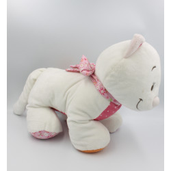 Grand doudou chat blanc orange rose fleurs Celia Iris et Babette NOUKIE'S