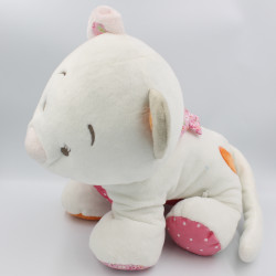 Grand doudou chat blanc orange rose fleurs Celia Iris et Babette NOUKIE'S 40 cm